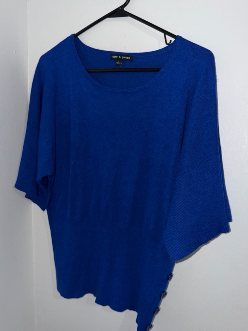 Cable & Gauge Bright Blue Asymmetric Button-Side Tunic